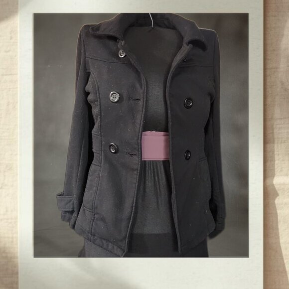 Therapy by Lane Crawford Black Peacoat Jacket | Size M - Picture 1 of 4